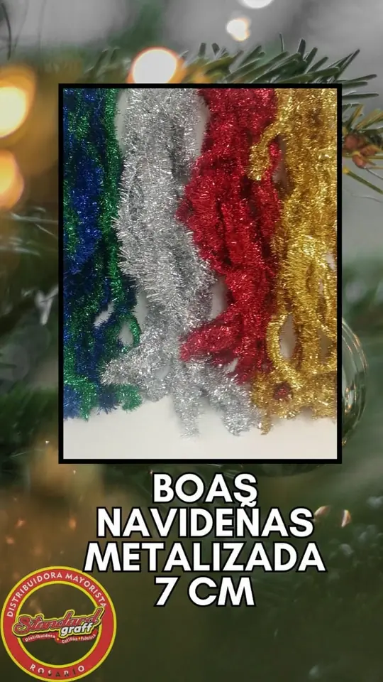 Boa Navideña Metalizada Plata 7cm
