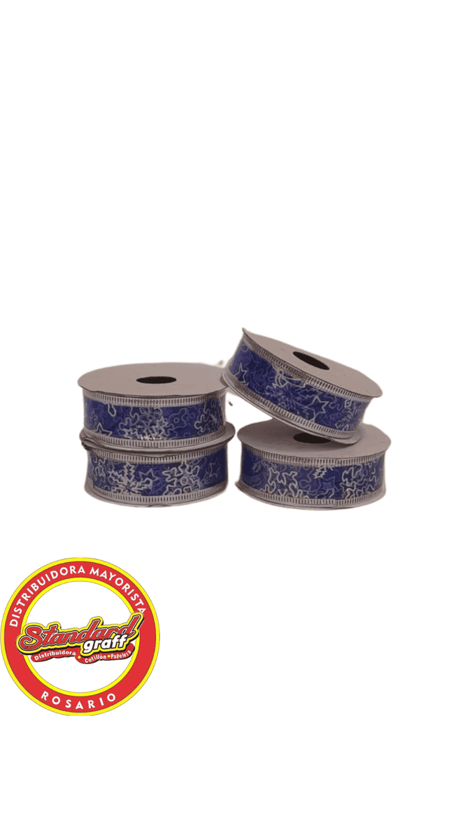 Cinta Decorativa Navideña Azul 2,5cm x 2,74mts