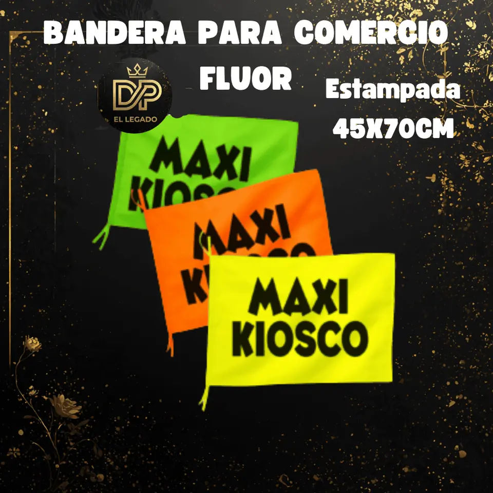 Bandera flùor para comercio estampada 45x70cm (Maxi Kiosco)