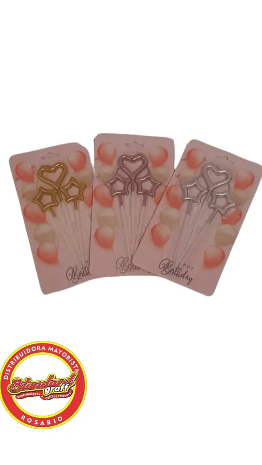 Blister Vela Corazòn y Estrella x 3 unidades Rojo