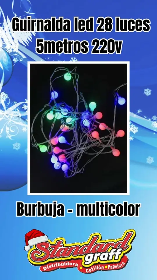 Guirnalda led, 28 luces forma de burbuja, 5m. multicolor