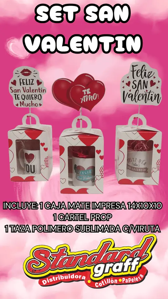 Set san valentin - caja 14x10x10 y taza x1