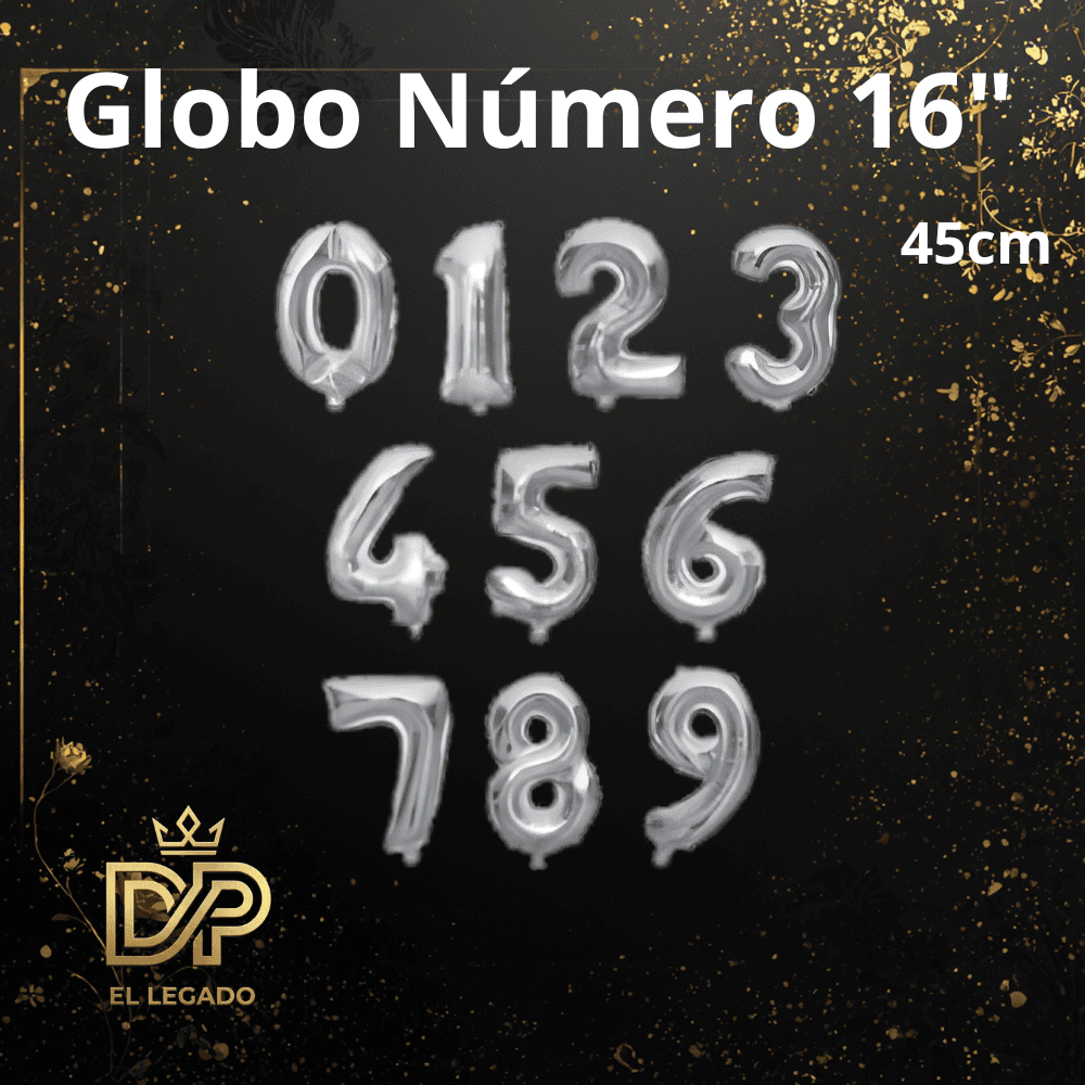 Globo 16" Nùmero 0 Plata x5