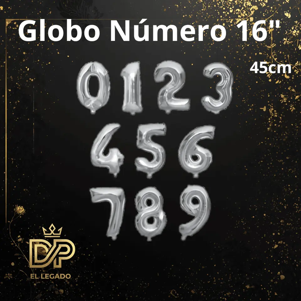 Globo 16" Nùmero 0 Plata x5