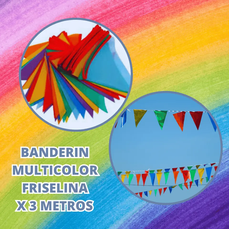 Banderín de friselina Multicolor x 3 metros