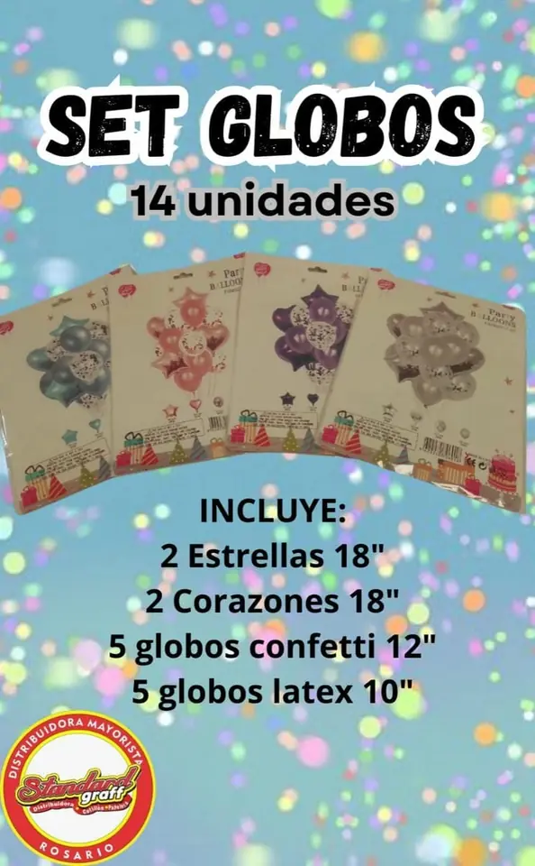 Set globos Estrella x14 Rosa - x1