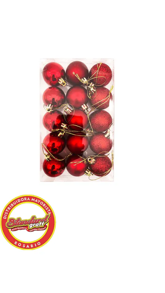 Bolas Navideñas Rojas 4cm x 15 unidades