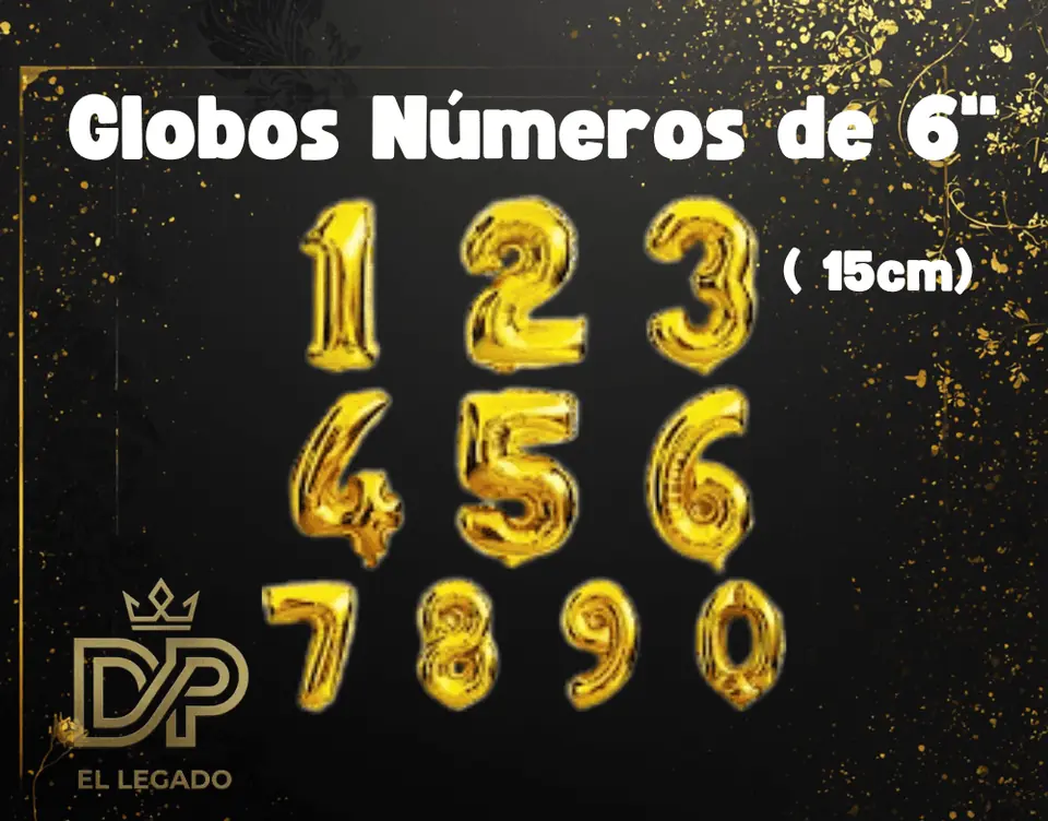 Globo 6" Nùmero 9 Dorado x5