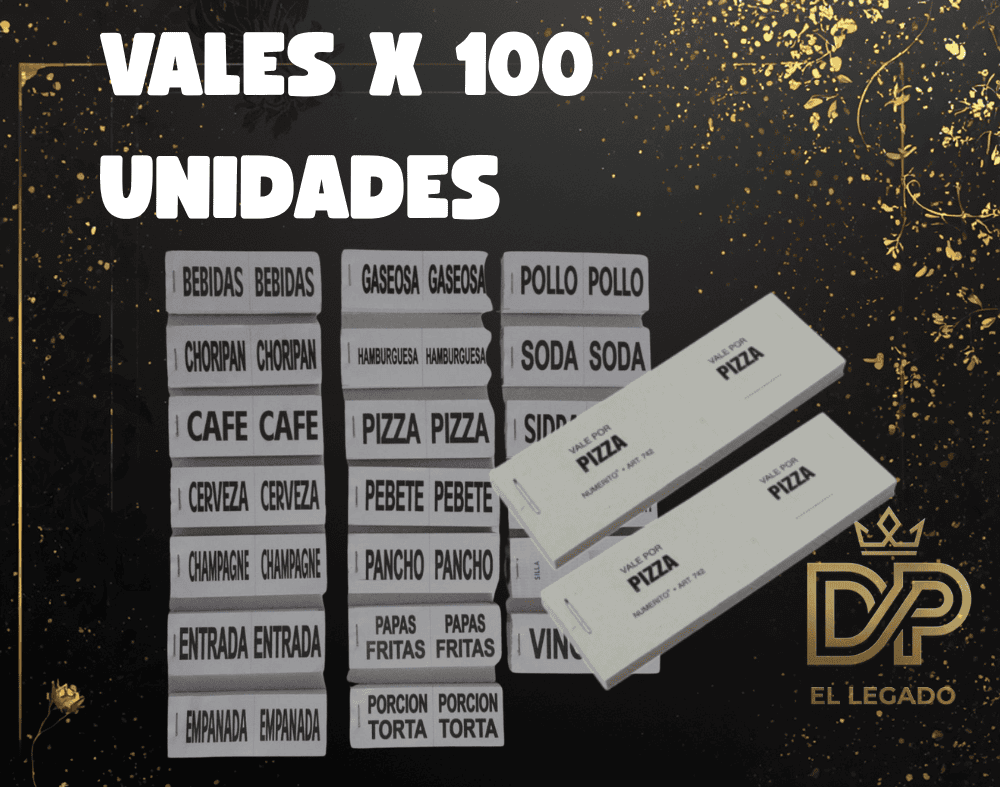 Vales Torta - x 100 unidades