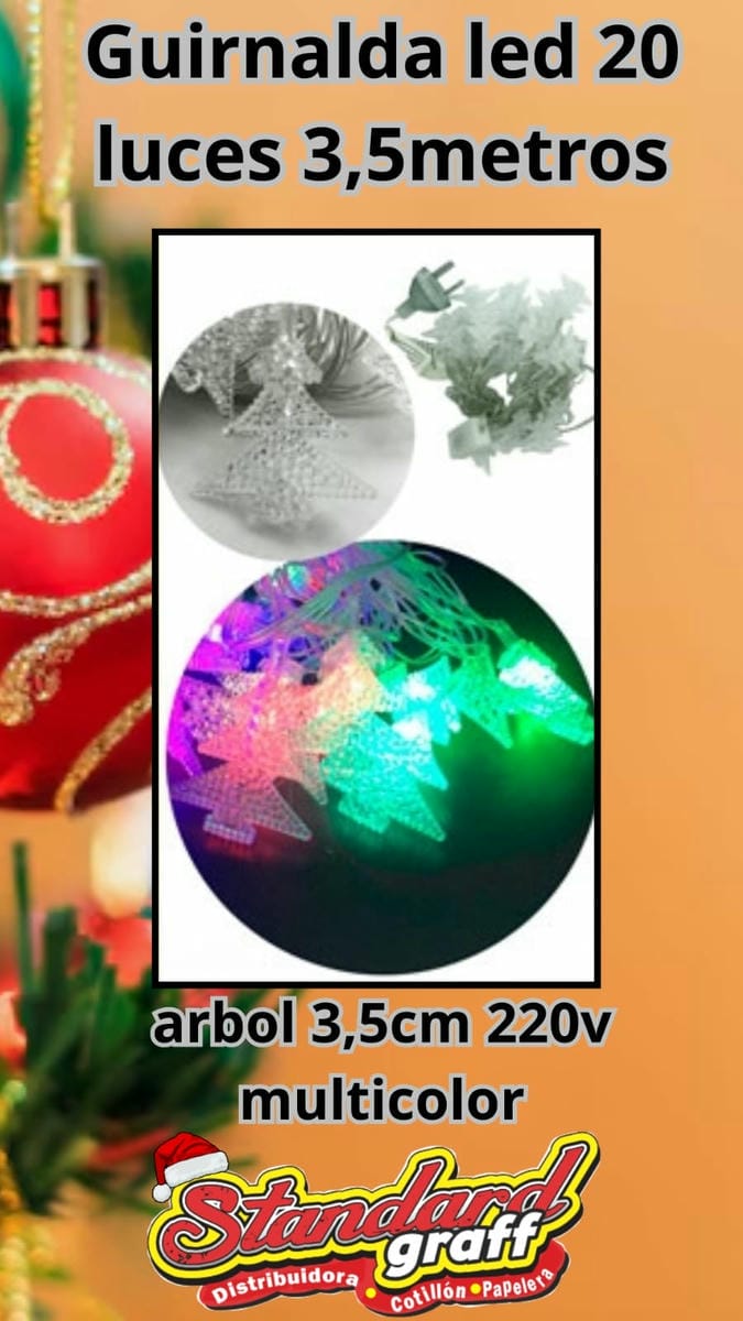 Guirnalda led, 20 luces árbol de 3,5cm - multicolor