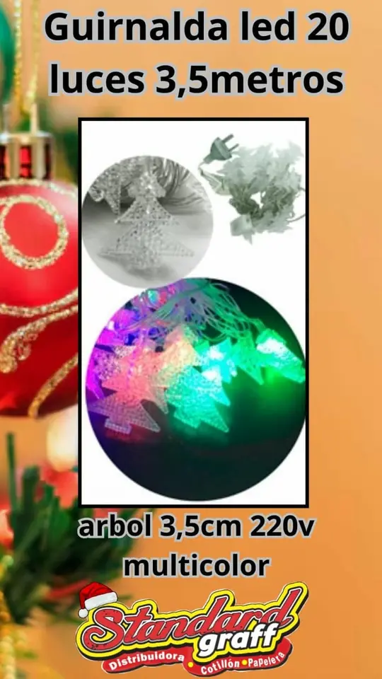 Guirnalda led, 20 luces árbol de 3,5cm - multicolor