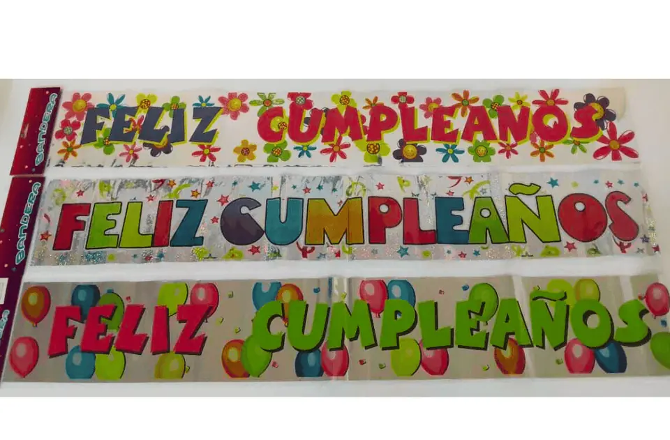 Cartel Metalizado Feliz Cumpleaños x 1 unidad
