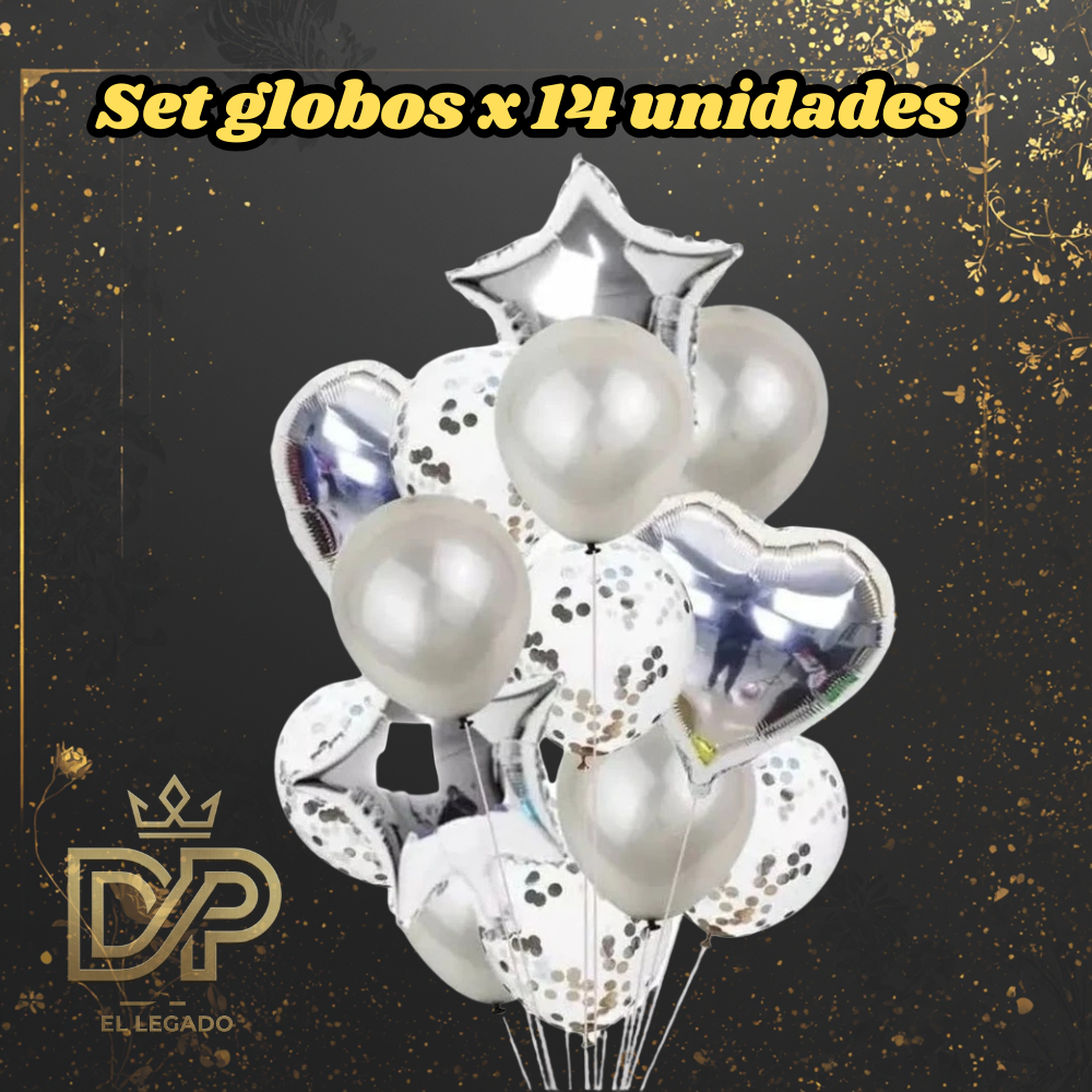 Set globos 14 unidades x1 Plata