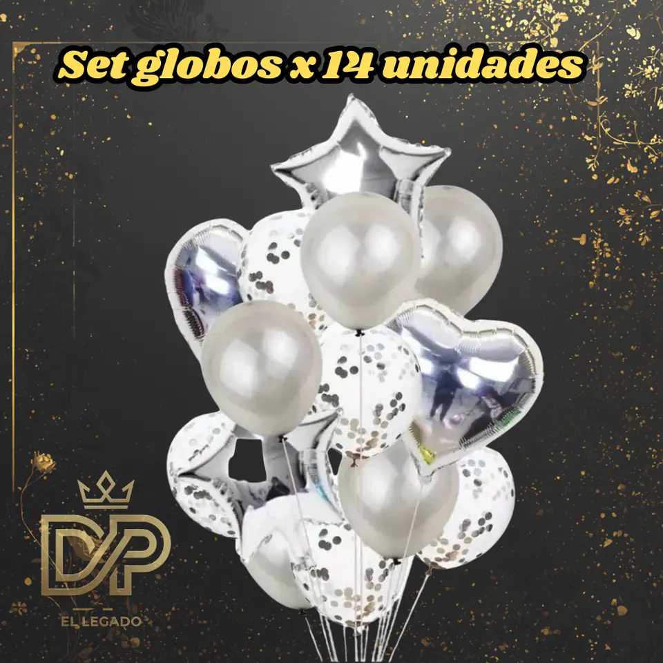 Set globos 14 unidades x1 Plata