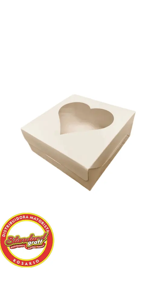 Caja C/ visor Corazòn - x 5 U Blanca 22x18x5
