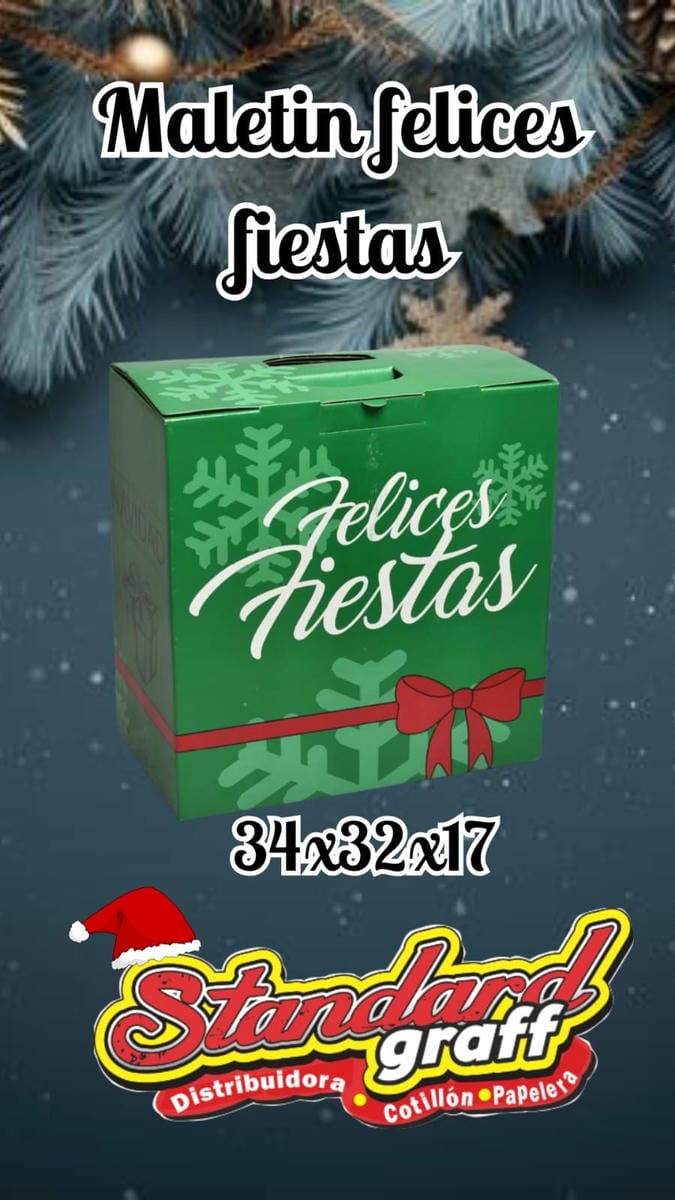 Caja felices fiestas Verde 34x32x17 - X1