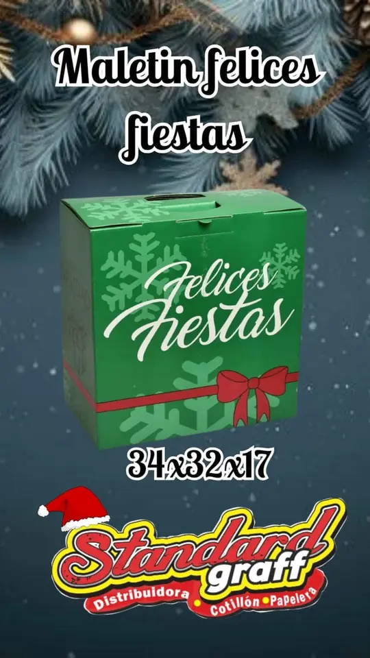Caja felices fiestas Verde 34x32x17 - X1