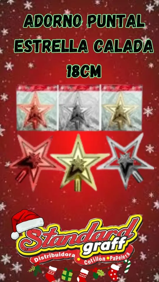 Adorno navidad, puntal estrella calada 18cm - x1