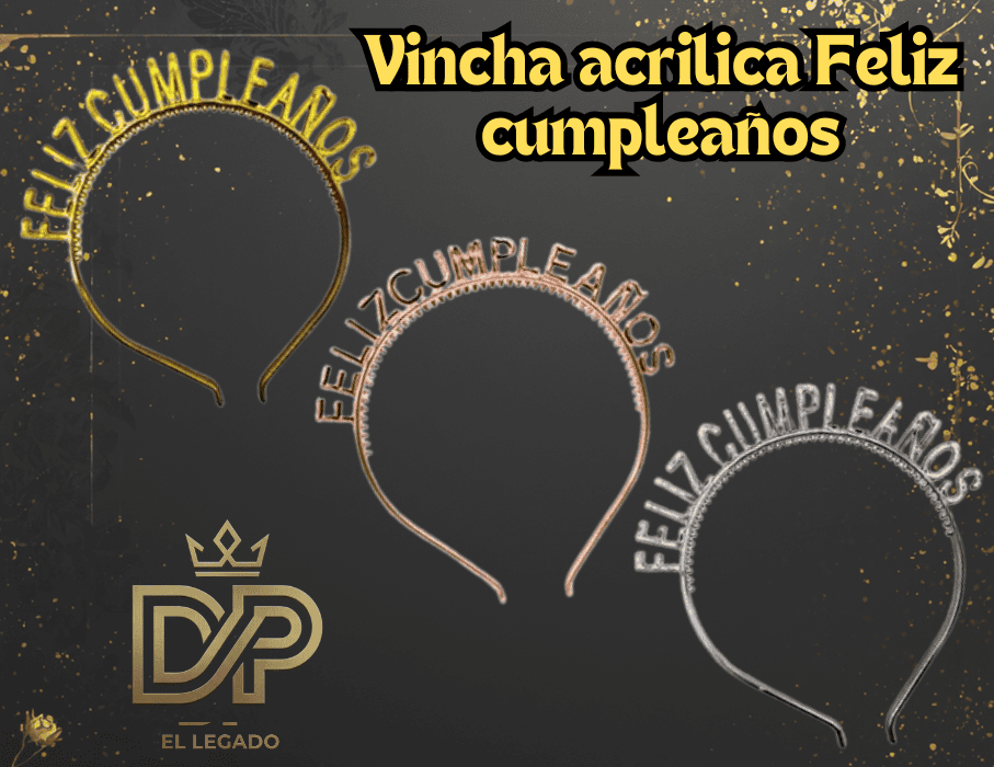 Vincha acrilica Feliz cumpleaños x1