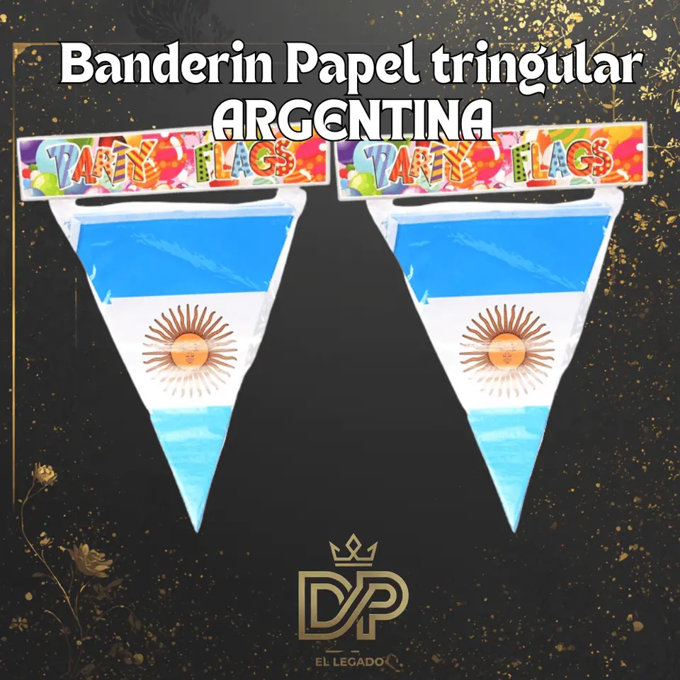 Banderin papel triangular argentina 2.7metros