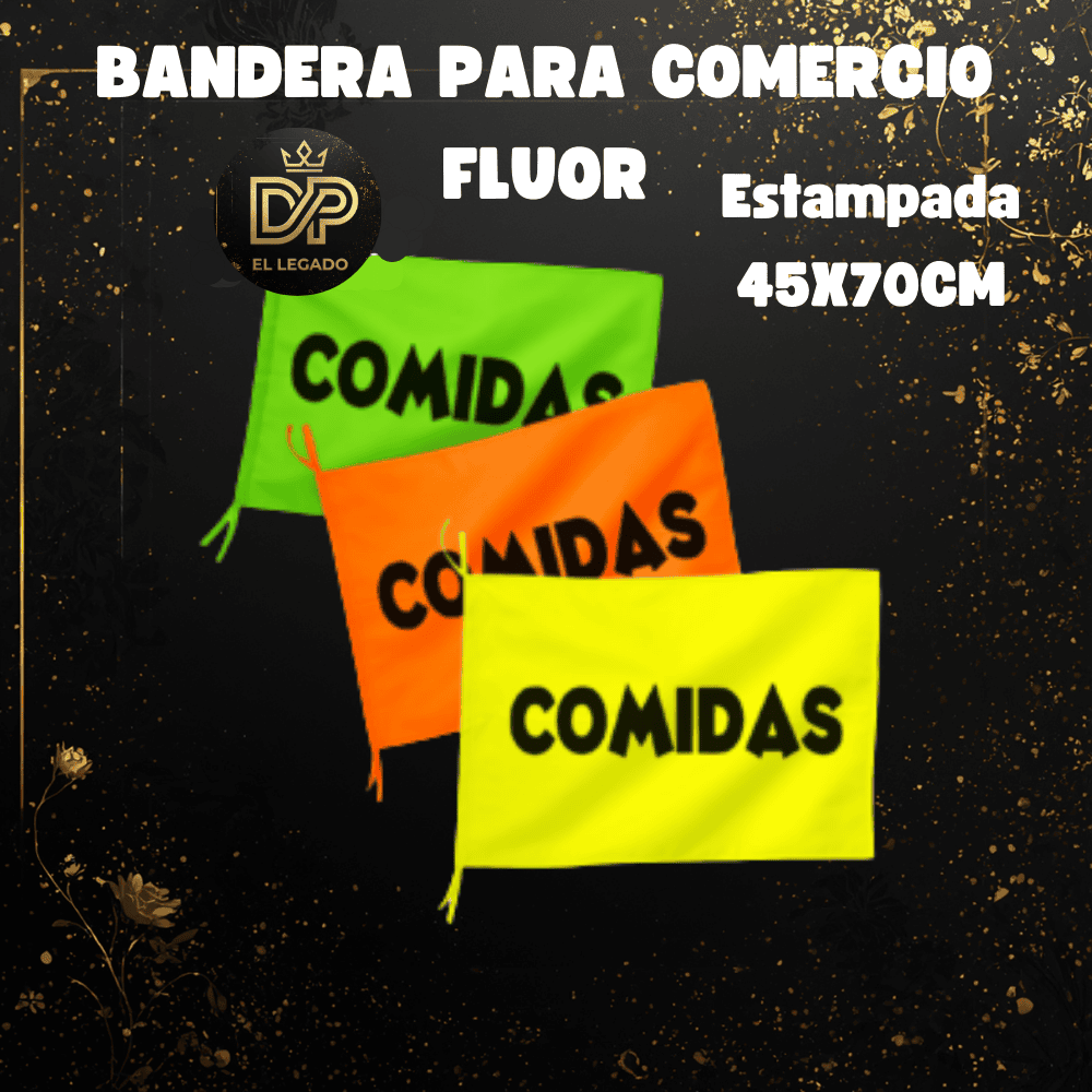 Bandera flùor para comercio estampada 45x70cm (Comidas)
