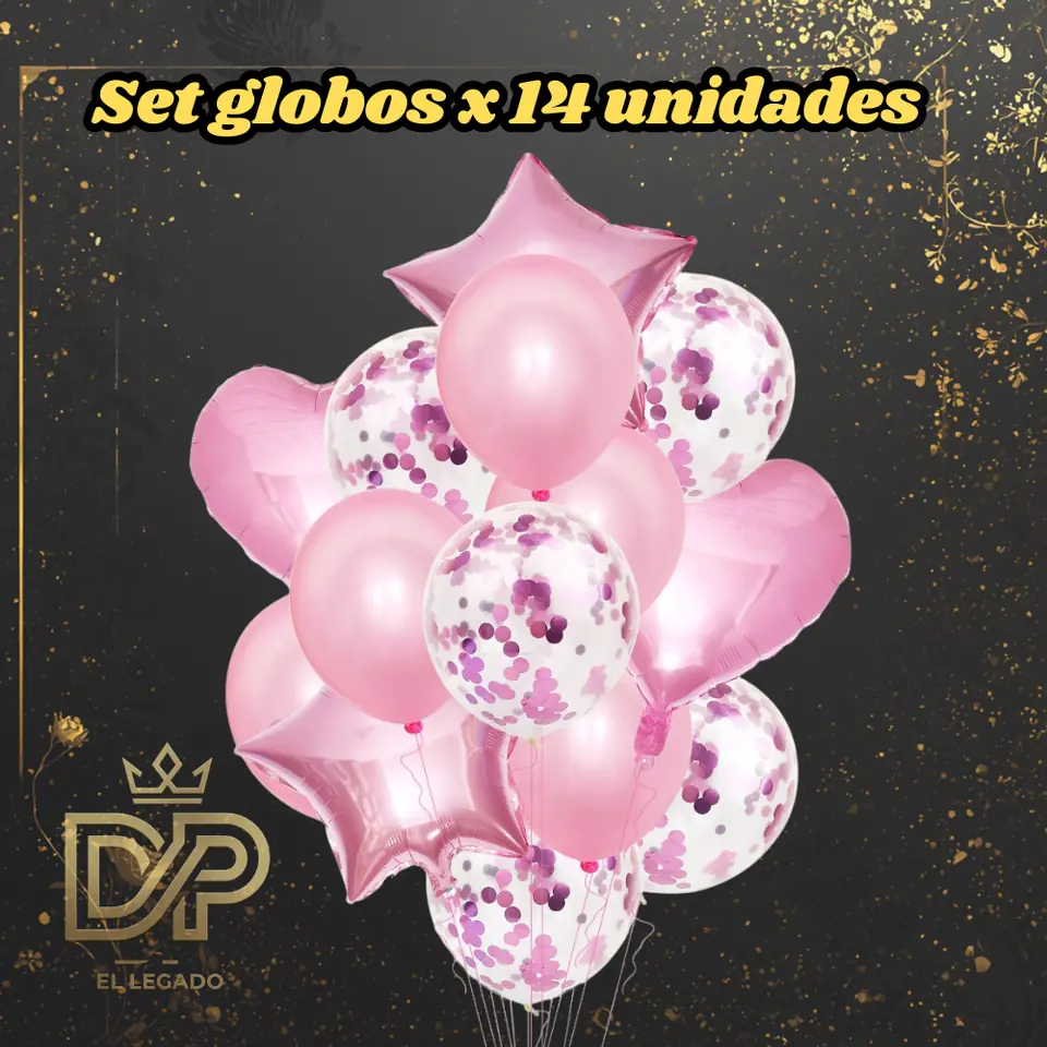 Set globos 14 unidades x1 Rosa