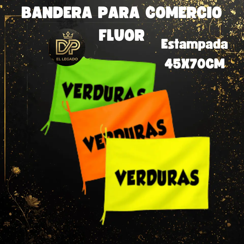 Bandera flùor para comercio estampada 45x70cm (Verduras)