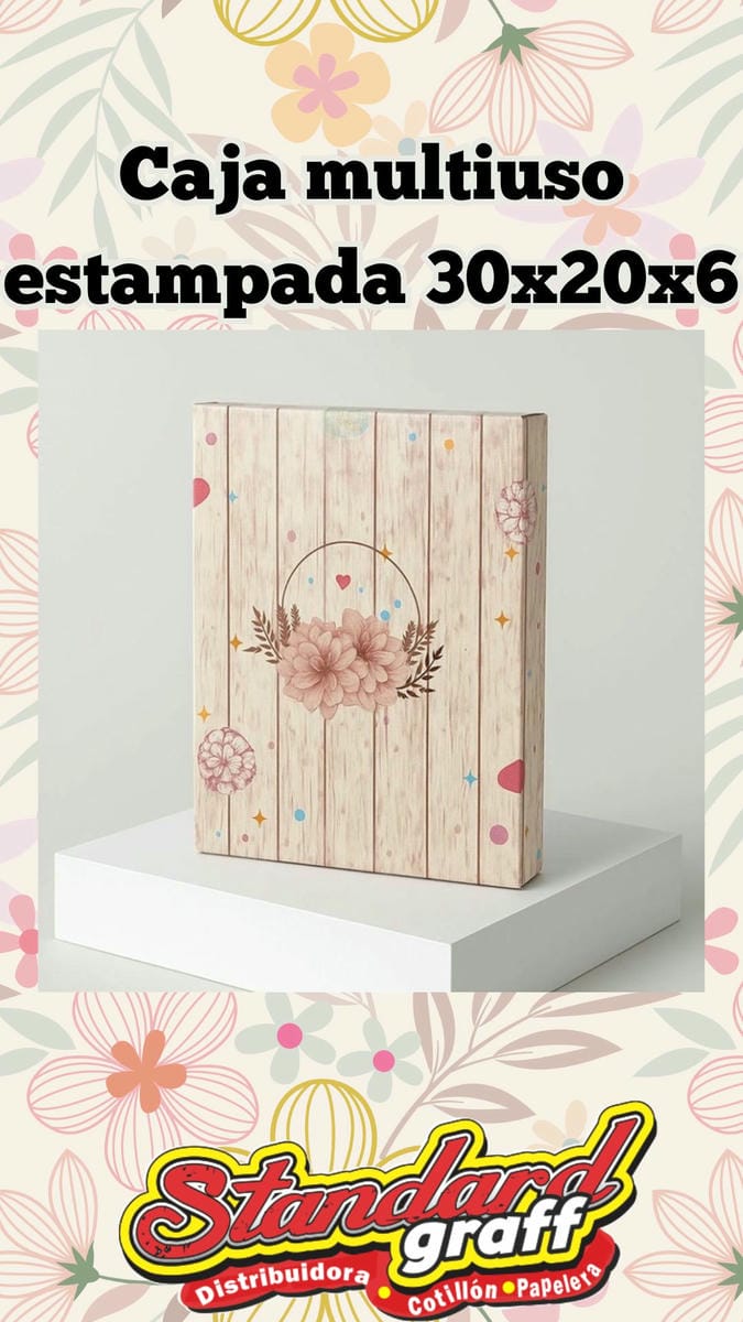 Caja estampada 30x20x6 - x5 flores