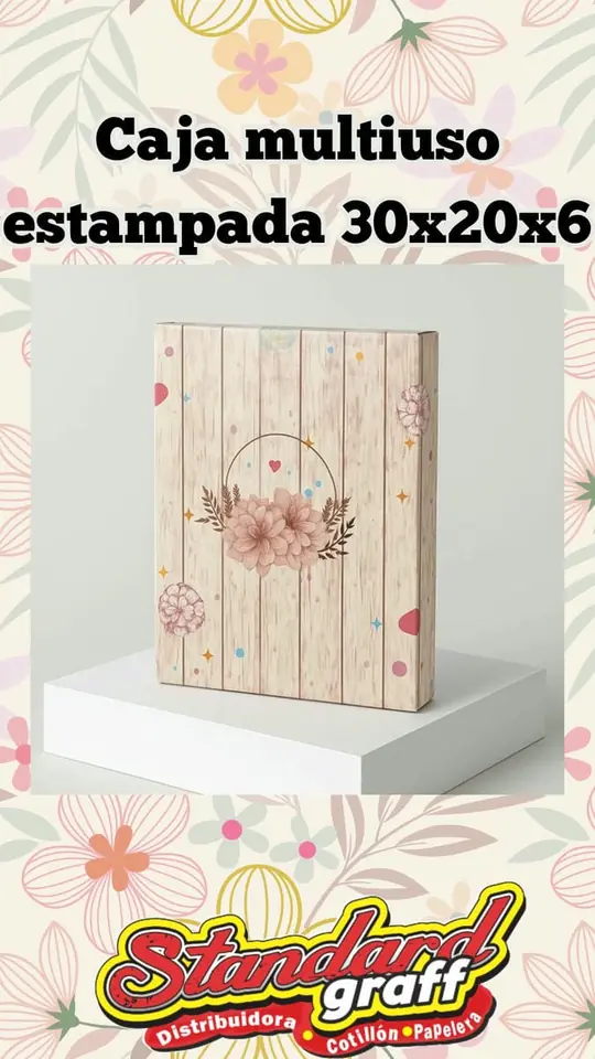Caja estampada 30x20x6 - x5 flores