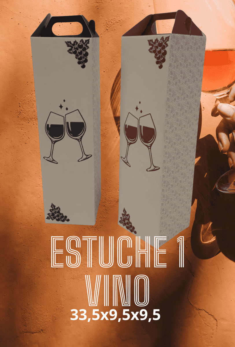 Estuche vino 33,5x9,5x9,5 kraff fantasia x5
