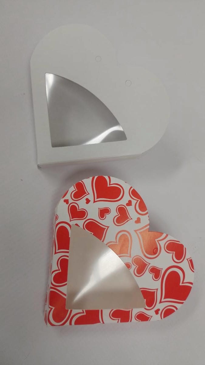 Caja corazón 14x13x2 blanca - x5