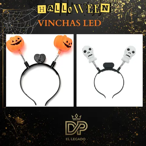 Vincha Led x1 - calabaza/calavera