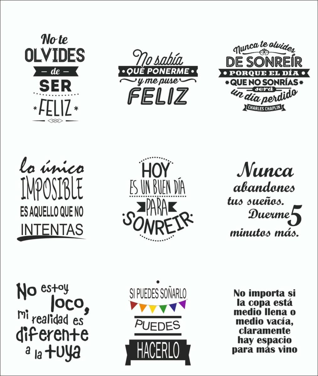 Frases en vinilo cristal x5 plancha