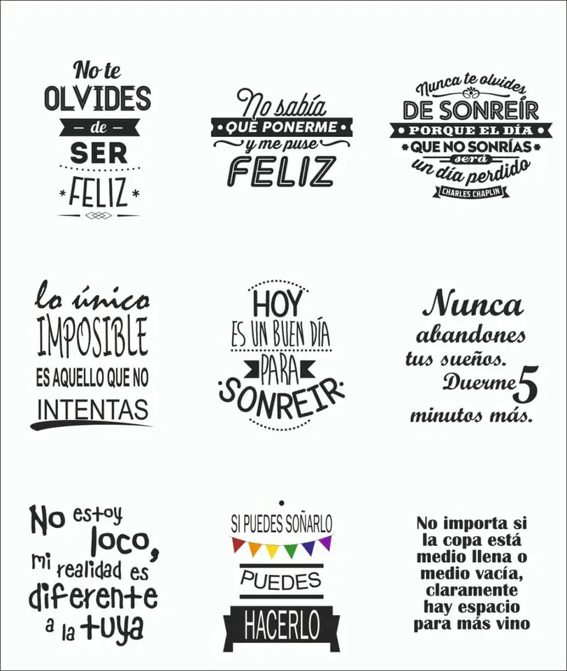 Frases en vinilo cristal x5 plancha