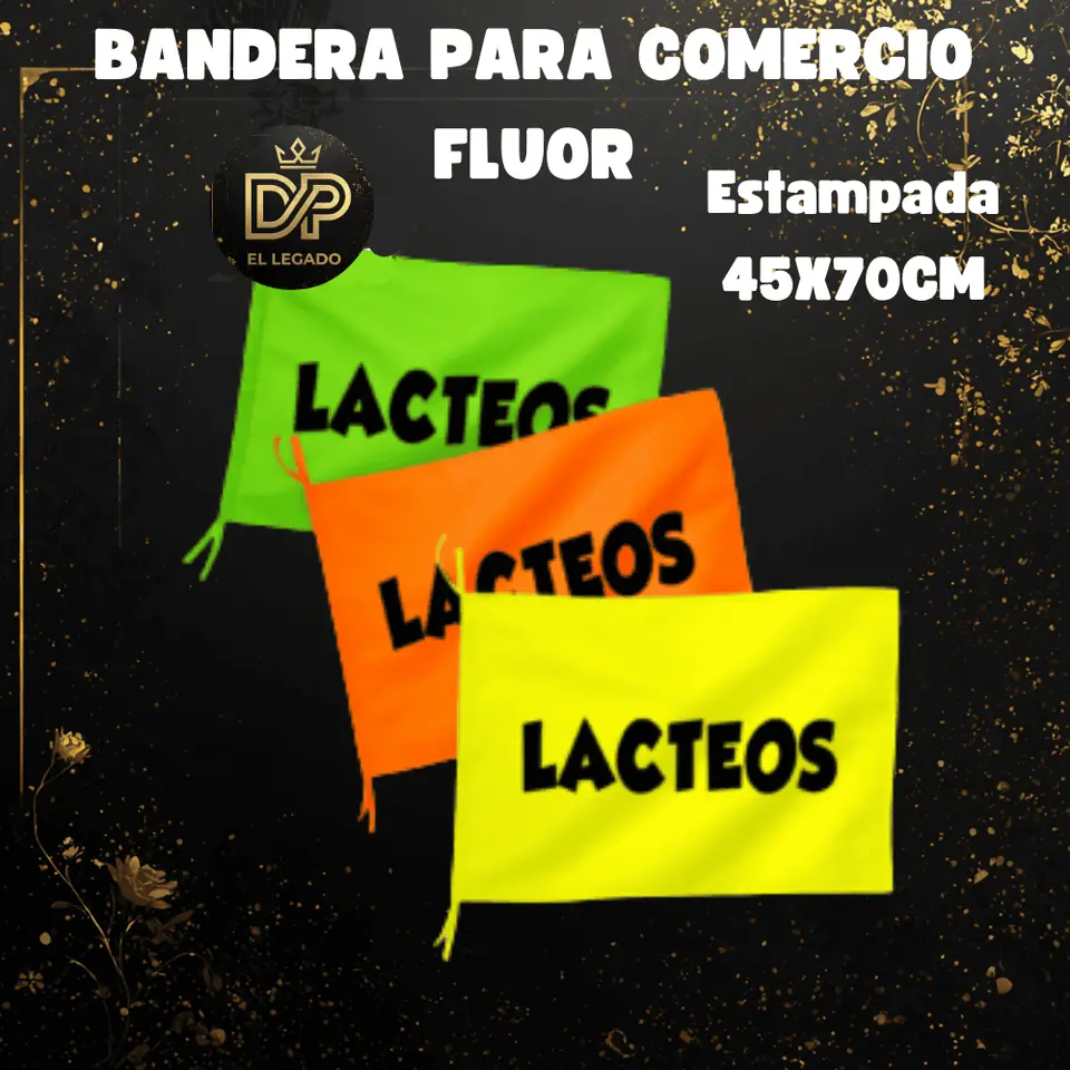 Bandera flùor para comercio estampada 45x70cm (Lacteos)