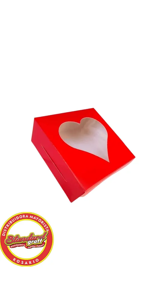 Caja c/ visor Corazòn x 5 U -  Roja 22x18x5