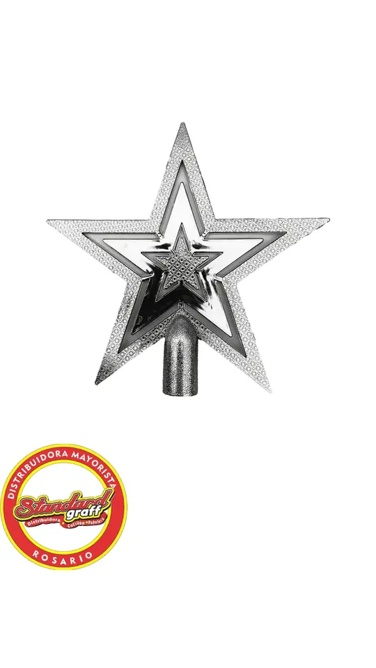 Adorno puntal estrella calada plata 10cm