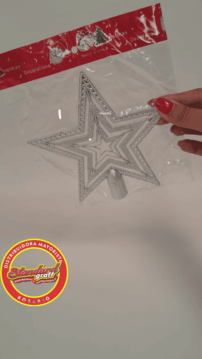 Adorno puntal estrella Plata 15 cm x 1 unidad