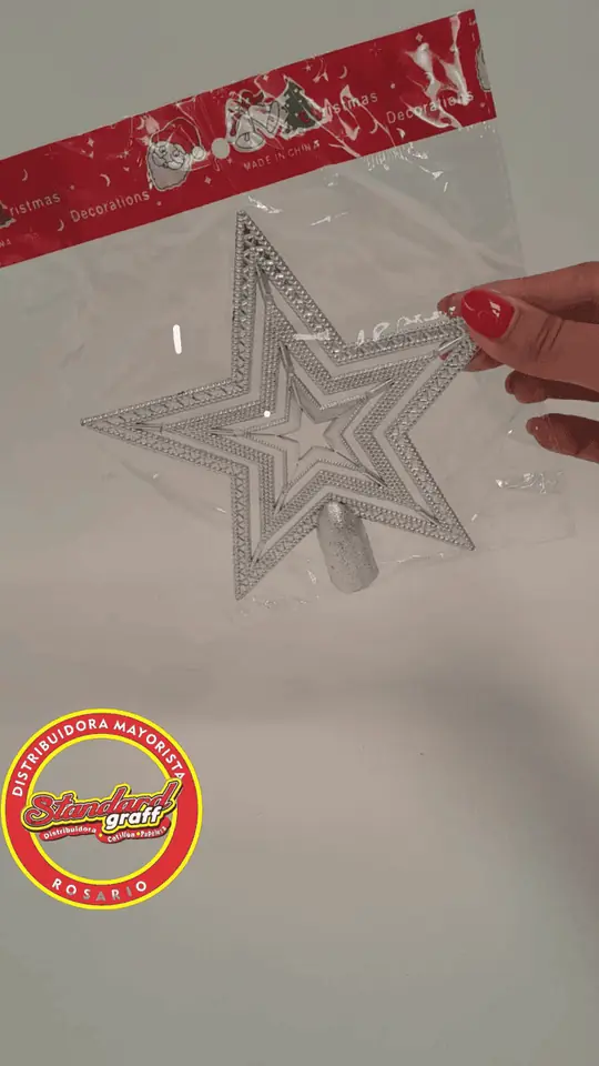 Adorno puntal estrella Plata 15 cm x 1 unidad