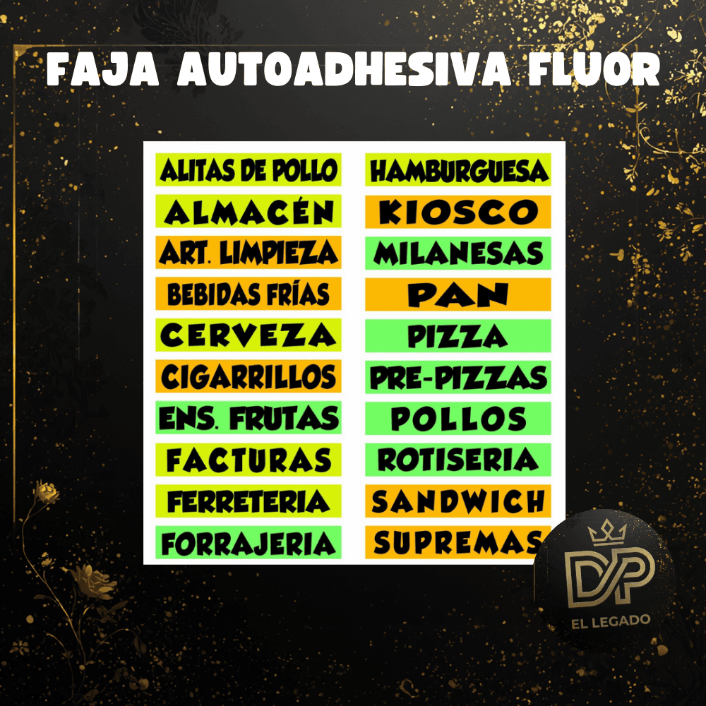 Fajas flúor Pizzas - x5 unidades