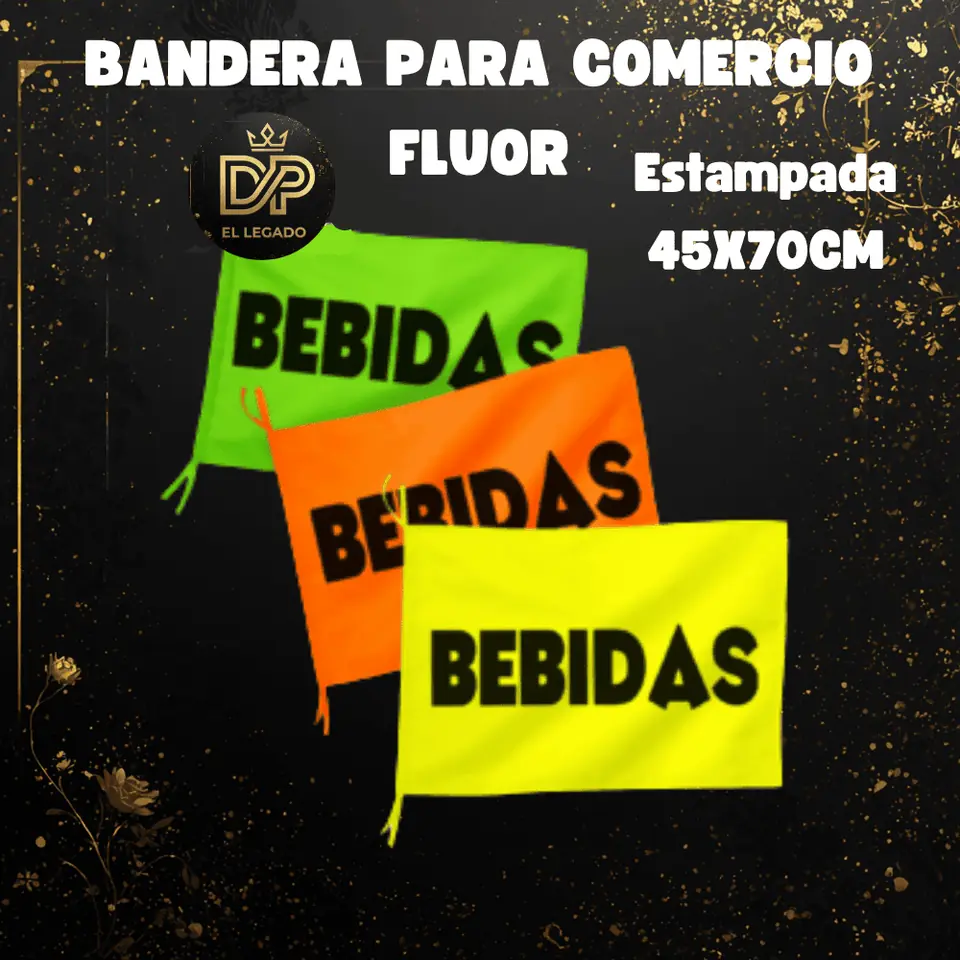Bandera flùor para comercio estampada 45x70cm (Bebidas)