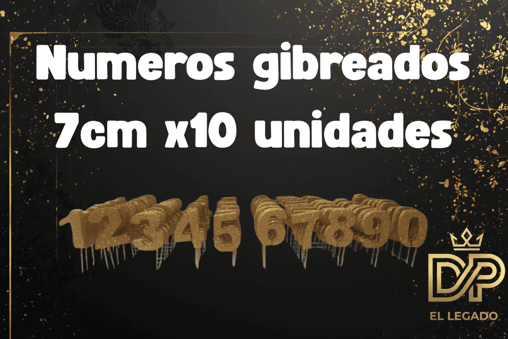 Numeros gibreados 7cm x10 unidades