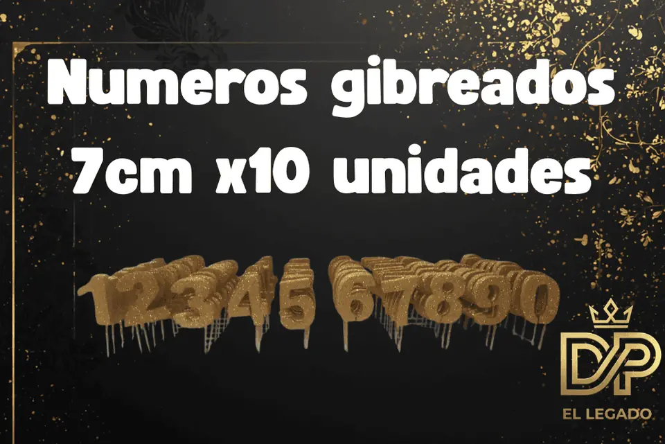 Numeros gibreados 7cm x10 unidades