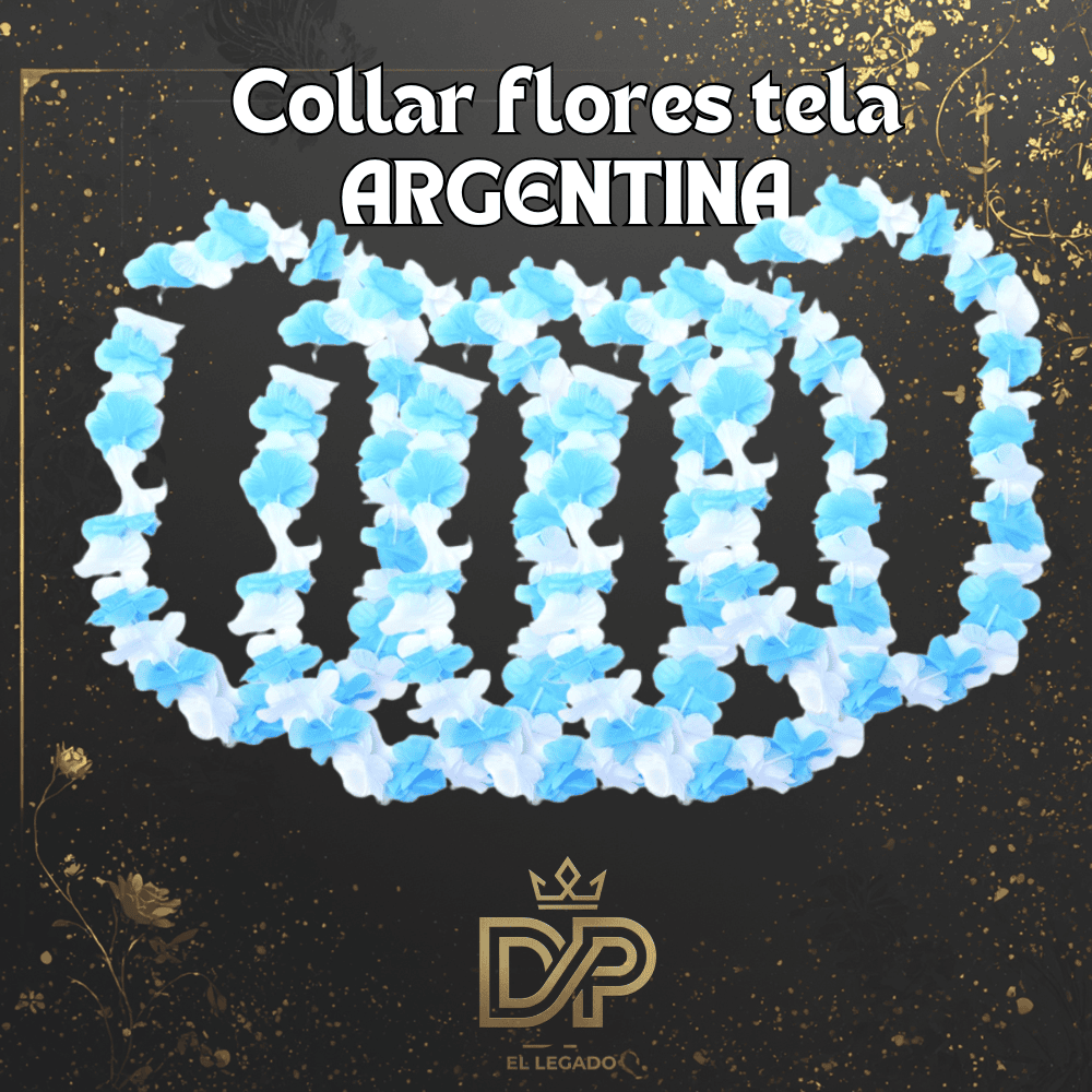 Collar flores celeste y blanco x12