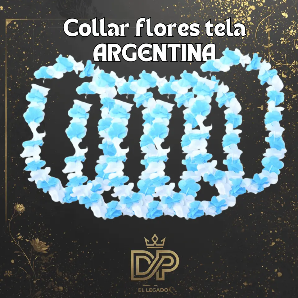 Collar flores celeste y blanco x12