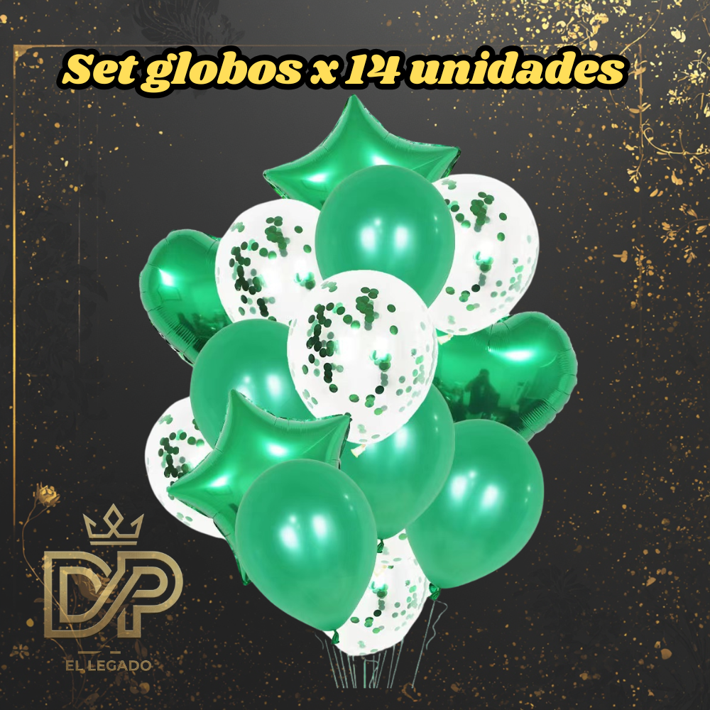 Set globos 14 unidades x1 Verde