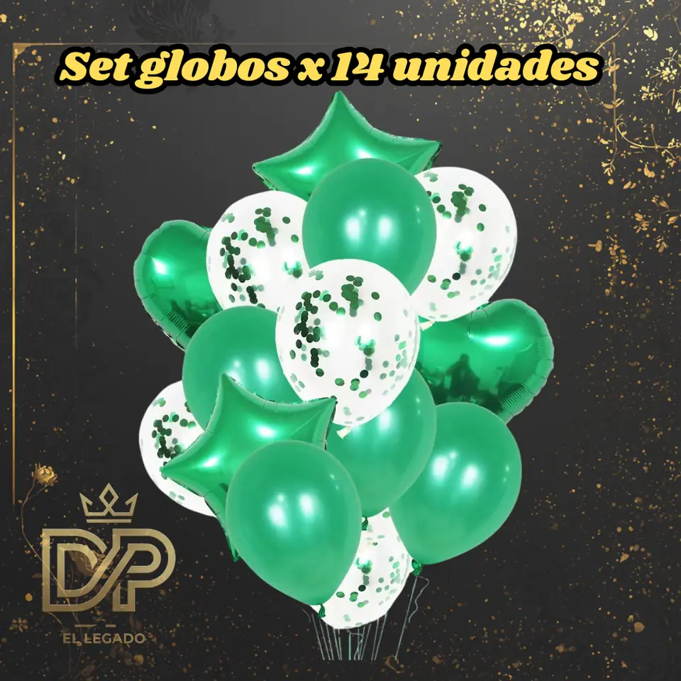Set globos 14 unidades x1 Verde