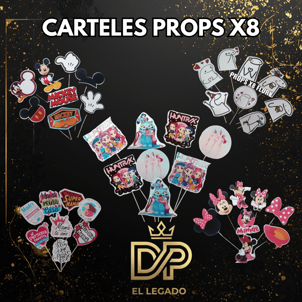 Carteles Props x 8 unidades (personaje/cuadro a eleccion)
