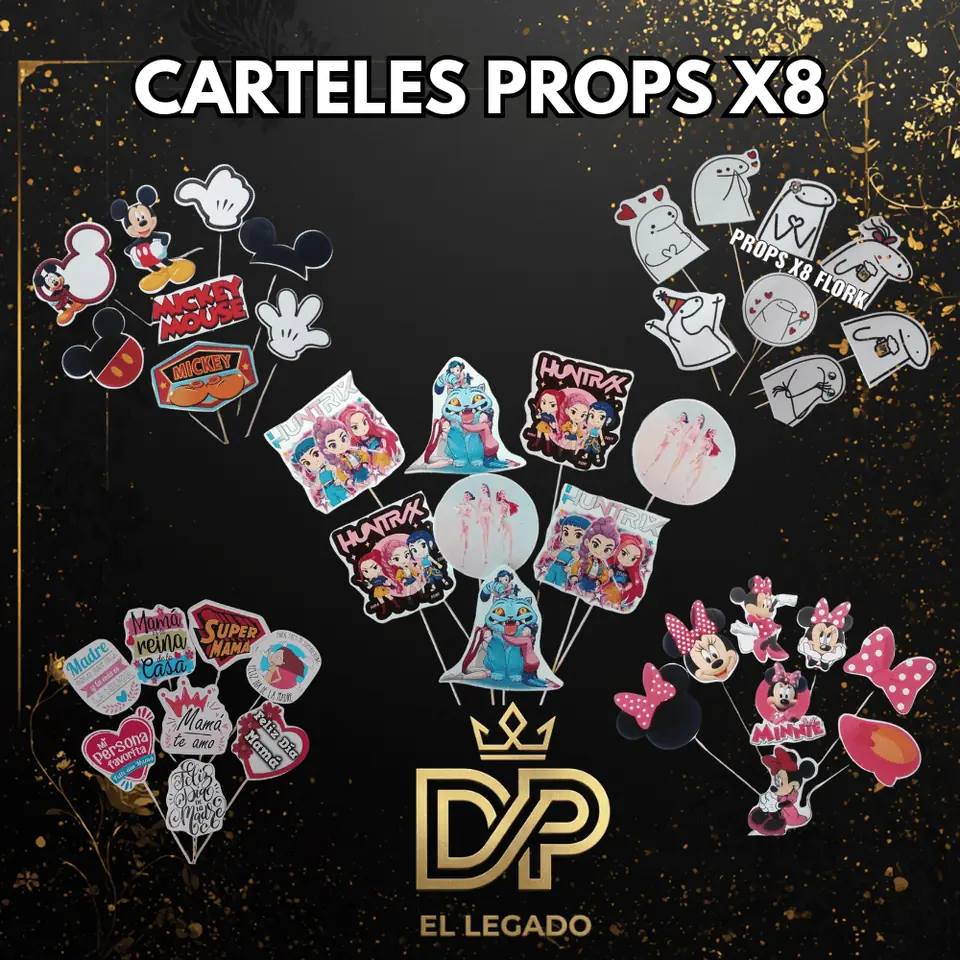 Carteles Props x 8 unidades (personaje/cuadro a eleccion)