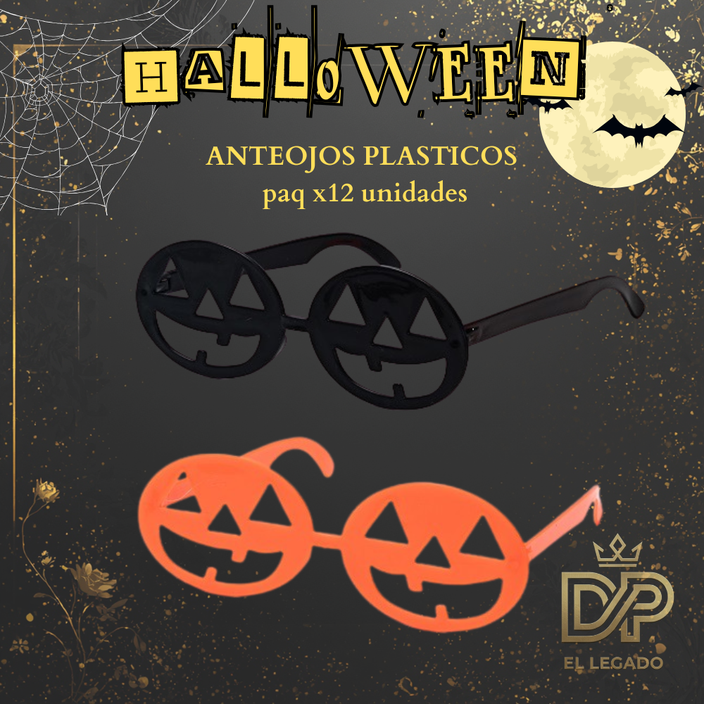 Anteojos plasticos calabaza x12 unidades